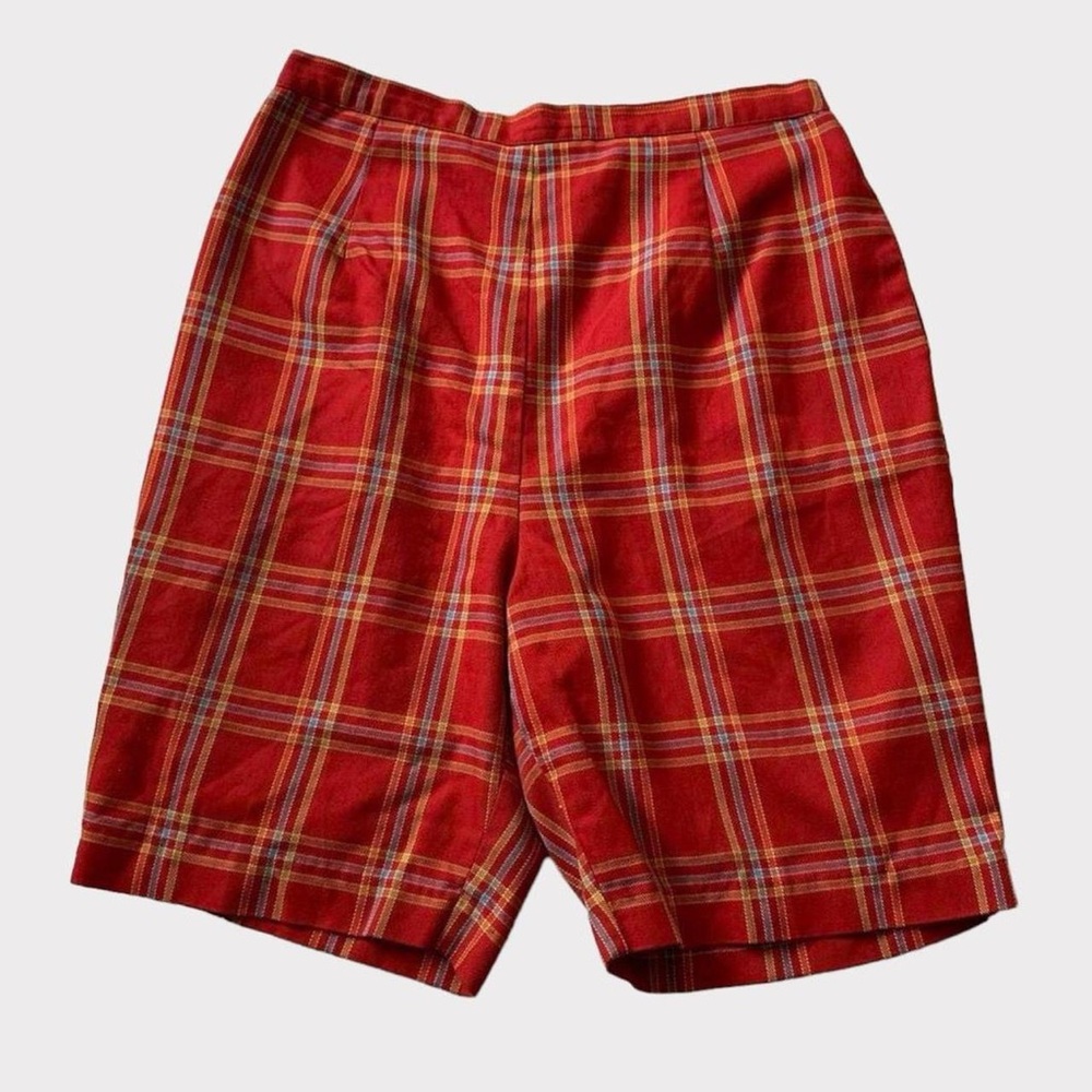 Vintage 60s Graff Red Plaid Bermuda Shorts